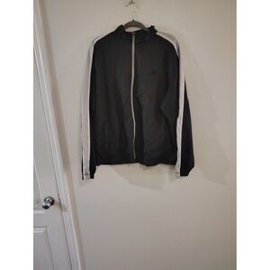 Mens XL Black Silver Stripe Full Zip Track Jacket Mesh Lined RM39308C